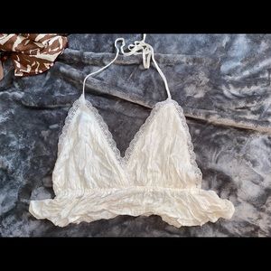 White Laced Crop Top